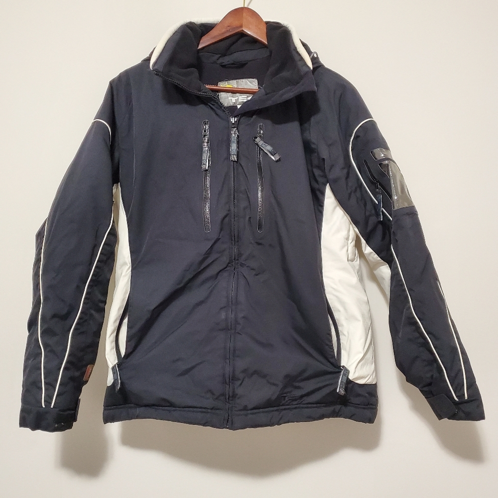 TEK | Men Winter Jacket Black White Hooded Size 10